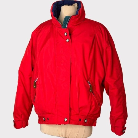 Vintage Obermeyer Ski Jacket Red 80s Retro Women L 12 Parka Winter Insulated - Picture 1 of 11